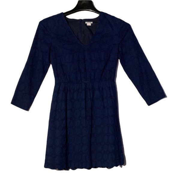 J Crew Dresses & Skirts - J Crew 0 Womens Dress Navy Blue 100% Cotton Pockets‎ Cute Zip Lined Flirty Work